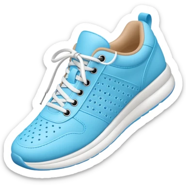A 3D cartoon Sky Blue sneaker with soft texture, lace-up detail, and smooth reflections, isolated on plain background, Memoji-style. sticker