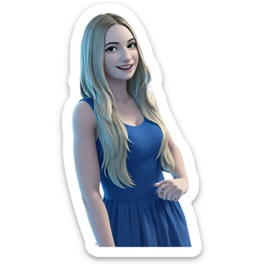 smiling girl in blue dress sticker