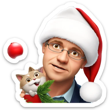 boy in santa hat by window sticker