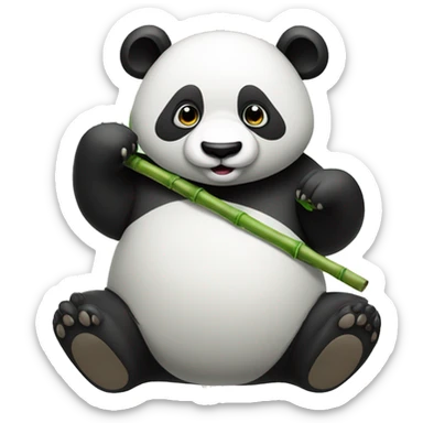 Panda eating a bamboo stick sticker