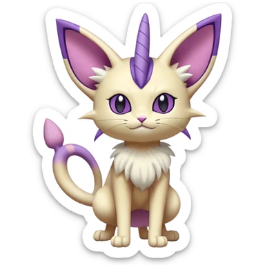 Meowth-Espeon-Skitty-Pokémon-Fakémon-hybrid-creature (full body) sticker