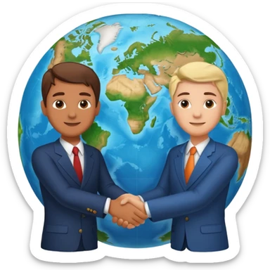 Shake hands and a globe showing negotiation of climate change sticker