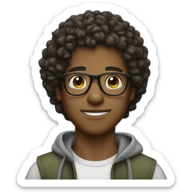 young guy with glasses curly hair sticker