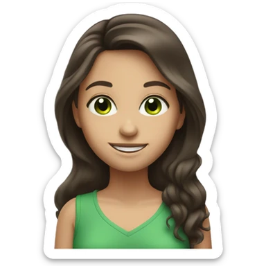 brunette with long hair and green eyes smiles sweetly sticker