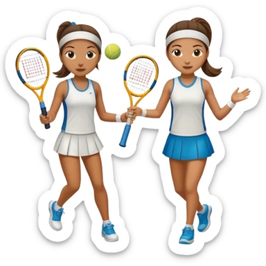 Girls playing tennis  sticker