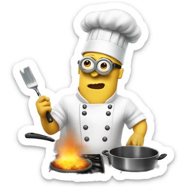 Despicable 4 character mega minion chef cooking up a storm sticker