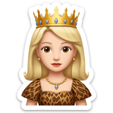 Queen wearing a bark-patterned dress sticker