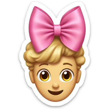 Pink bow on a happy wmoji sticker