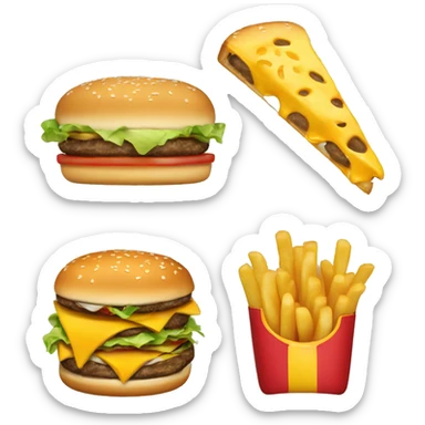 A cheeseburger and cheese fries sticker