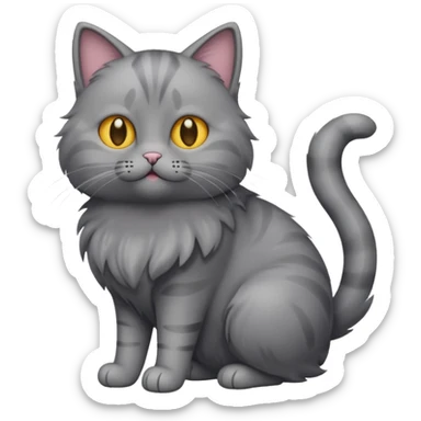 grey cat with full body sticker
