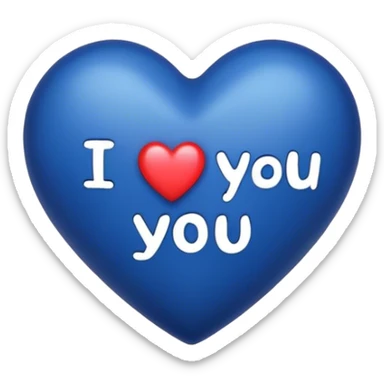 Dark Blue heart either the words I Love You Ry sticker