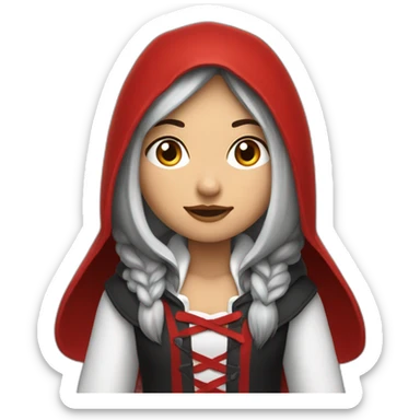 red-ridding-hood-girl-with-long-black-strait-hair-with-white-break sticker
