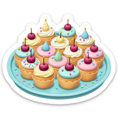 party pastries tray pastel colors sticker