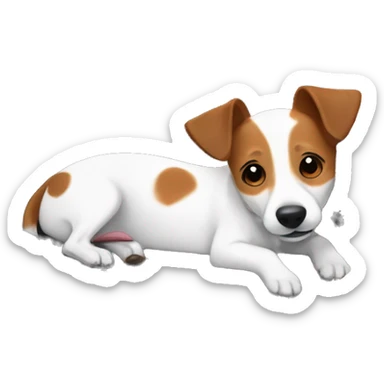 Jackrussell comfy in dog bed sticker
