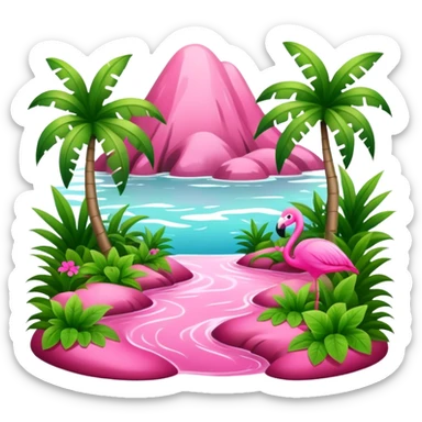 pink slop tropical landscape  sticker