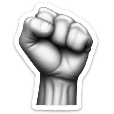 Raised fist with arm included as an expression of frustration sticker
