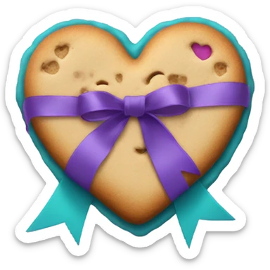 Cookie heart with teal purple support ribbon loop sticker