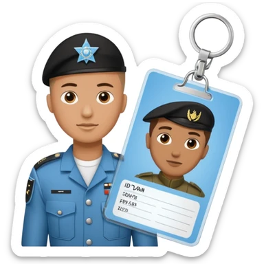 black Scissors cutting a light blue idf soldier ID card in 2 parts .hyper realistic sticker