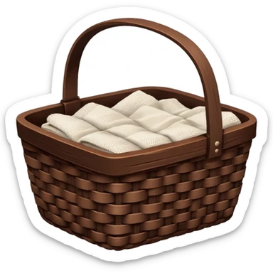 A wooden raffia chocolate Brown basket with fresh washed linen sticker