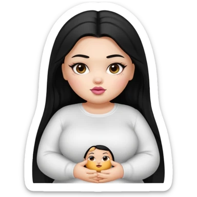 fat pretty bratz girl with black straight hair and white full sleeve sticker