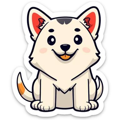a dog with a half-human body, cartoon sticker style sticker