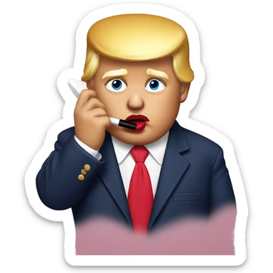 Donald Trump putting on lipstick sticker