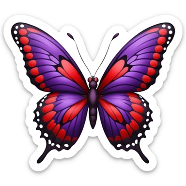 Black dark purple red butterfly sticker