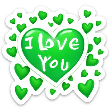 Green I love you sticker