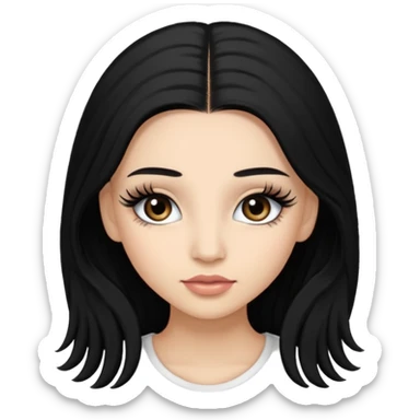 ragazza truccata con le ciglia finte con i capelli neri lunghi sticker