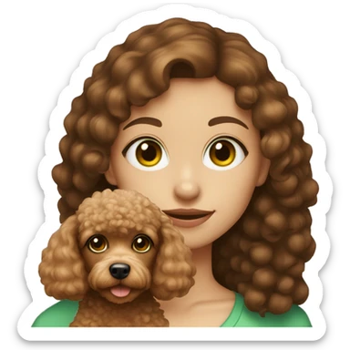 girl with her dog (dog: toy poodle) (girl with green eyes and brown hair) sticker