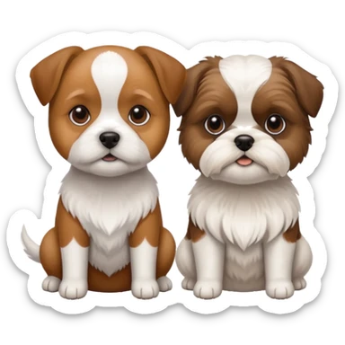 two dogs sitting next to each other: one jack rassel, one shizu sticker