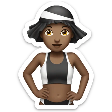 a girl swimming with white swim cap and black swimmers  sticker