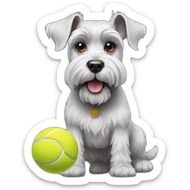 Full body schnauzer tennis ball in mouth sticker