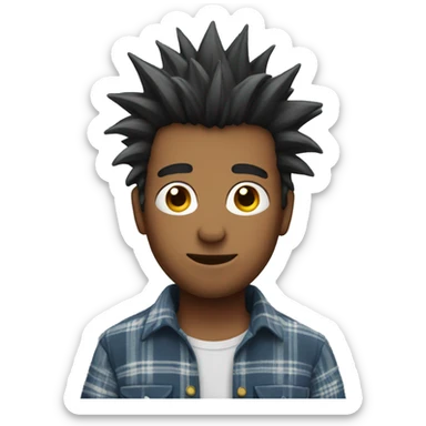 guy with spiky hair wearing a flannel  sticker