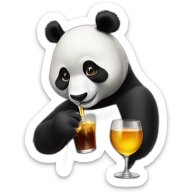 Panda drinking alcohol  sticker