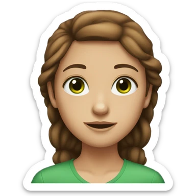 a brown-haired girl with green eyes sticker
