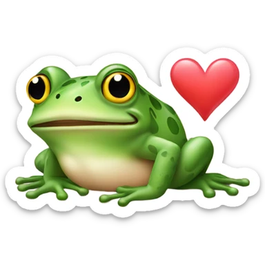 frog with love hearts sticker