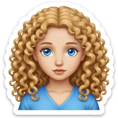 Girl with Long curly Hair Blue eye and light Skin  sticker