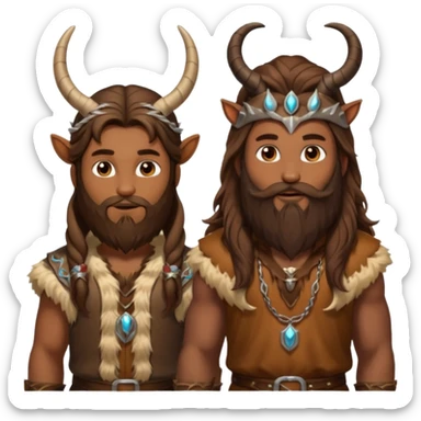 Pan, God of the Wild from Gods and Goddesses with long brown hair and beard, brown fur outfit and horn sticker