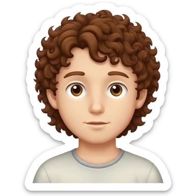 Show me a boy with brown curly hair  sticker
