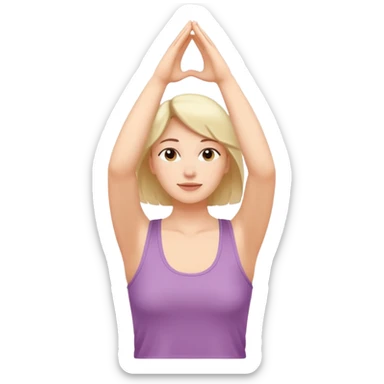 A woman who just woke up, stretching lazily with her hands raised sticker