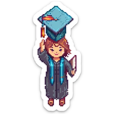 persona celebrando con birrete de graduación sticker