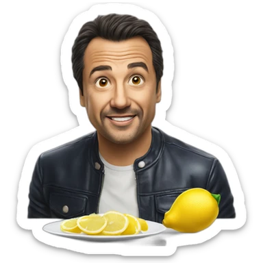 Gigi D'Alessio che mangia un limone sticker