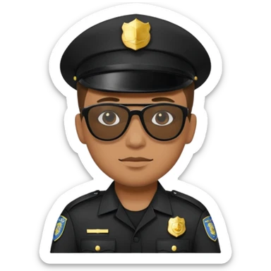 police wear black uniform and black sunglasses sticker