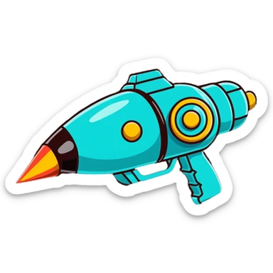 colorful cartoon raygun with retro sci-fi details sticker