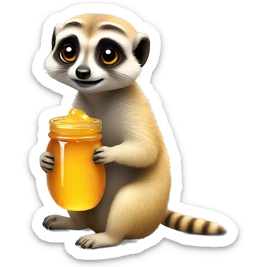 Cute meerkat eating honey sticker