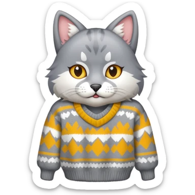  cat wearing a wolf-shaped sweater sticker
