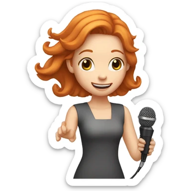 pretty GINGER girl holding mic making an announcement sticker