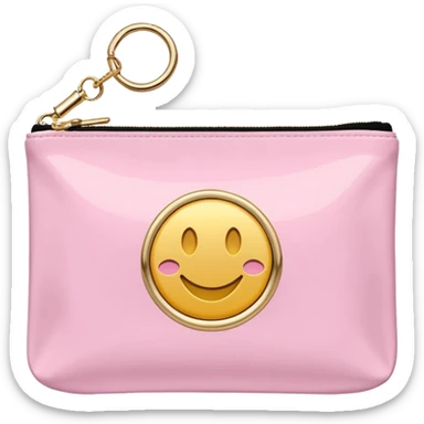 pink stoney clover lane rectangle pouch with shiny gold hardware and a circle zipper puller in sticker