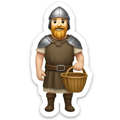 medieval market caucasian viking  visitor with a basket sticker